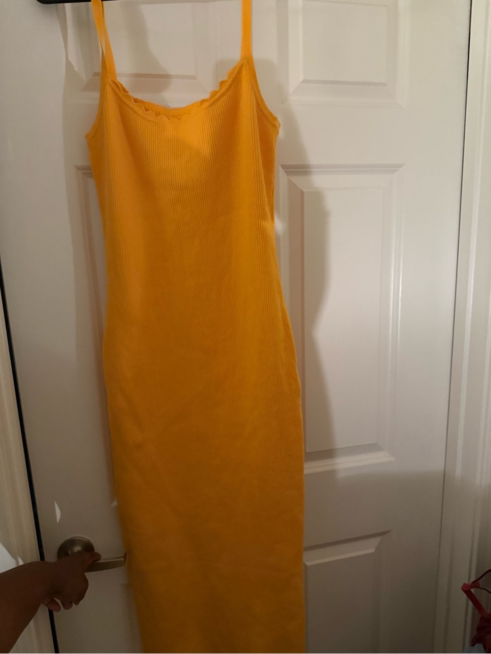 Women's Ribbed Slip Dress in Mustard Yellow